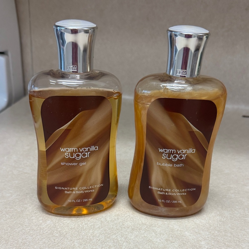 Bath & Body Works Warm Vanilla Sugar Shower Gel & Bubble Bath - Amber Brown